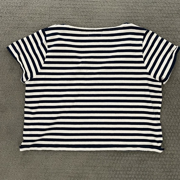 Madewell navy and blue striped crop top (size small) - Picture 3 of 4